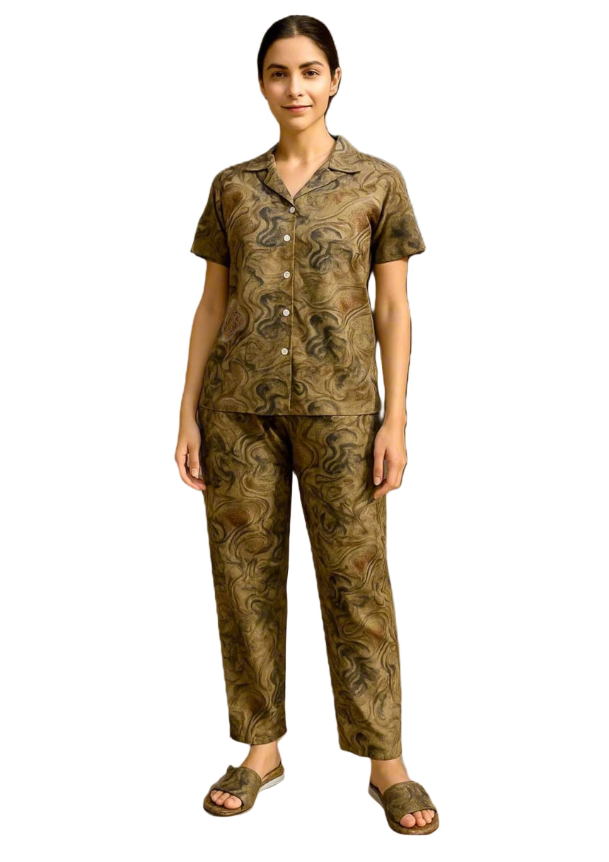 Cotton Collar Night Suit Set – Short Sleeve Comfort Wear (M-XXL)